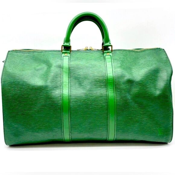 LOUIS VUITTON Green Epi Leather Keepall Boston Travel Duffle Bag VI881 LV 55